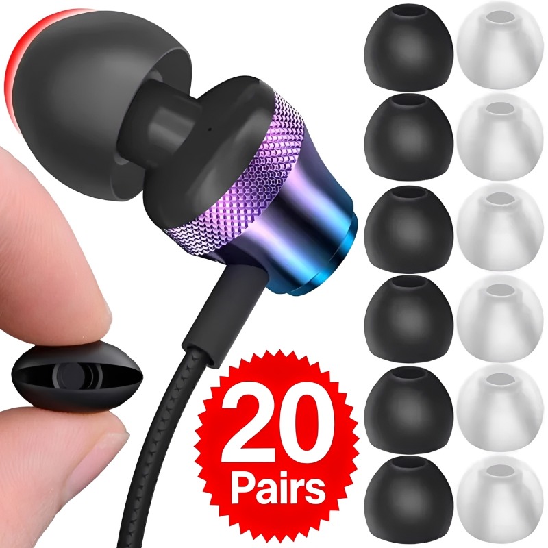 1-20 زوج من أغطية الأذن الناعم - مراجعة Silicone Ear Tip Replacement وسعره